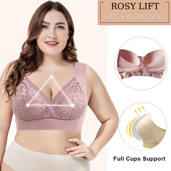 ROSY LIFT BRA âPlus Size Comfort Extra Elastic Wireless Support Lace Bra (Size runs the same as regular bras)