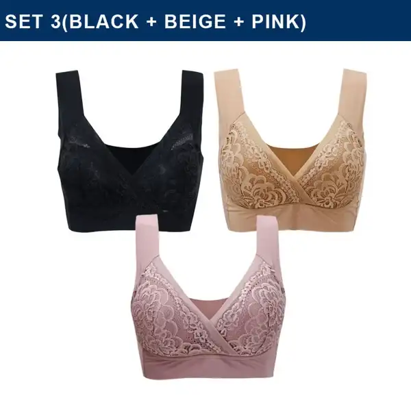 ROSY LIFT BRA âPlus Size Comfort Extra Elastic Wireless Support Lace Bra (Size runs the same as regular bras)