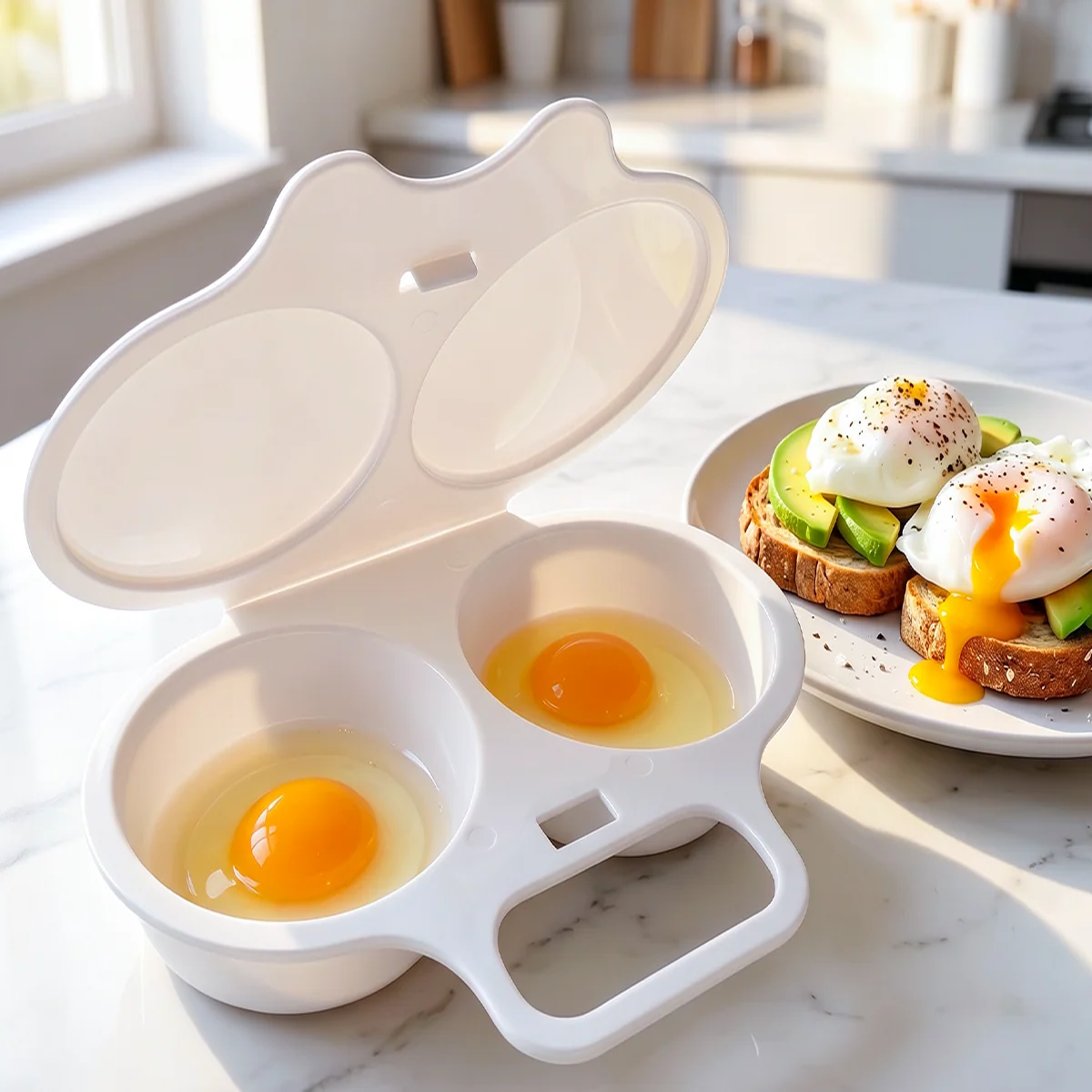 💥2026 HOT SALE🥳💞69K+ SOLD!💥Microwave Egg Poacher🍳–Dual‑cavity, non‑stick & easy clean. Healthier than frying – stock up & save! 🏠✅
