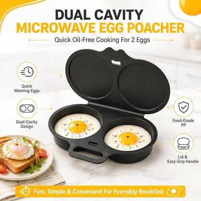 💥2026 HOT SALE🥳💞69K+ SOLD!💥Microwave Egg Poacher🍳–Dual‑cavity, non‑stick & easy clean. Healthier than frying – stock up & save! 🏠✅