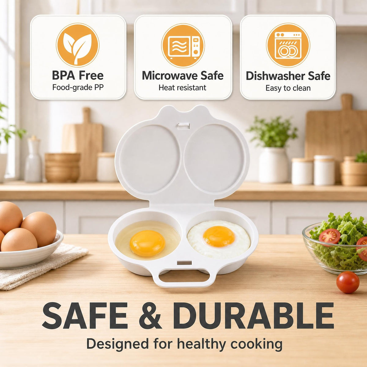 💥2026 HOT SALE🥳💞69K+ SOLD!💥Microwave Egg Poacher🍳–Dual‑cavity, non‑stick & easy clean. Healthier than frying – stock up & save! 🏠✅